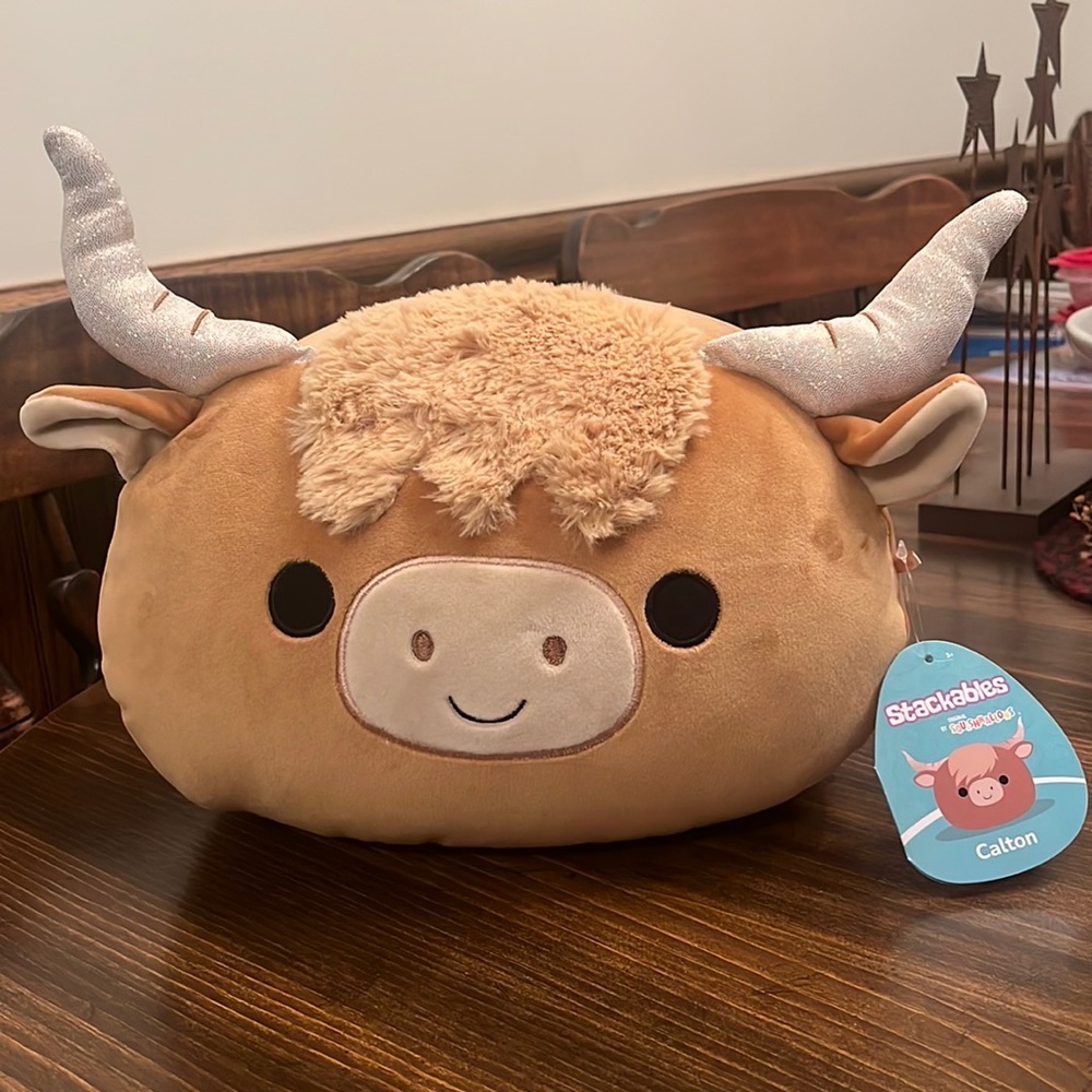 NWT Squishmallows Stackables Calton the Highland Cow Plush